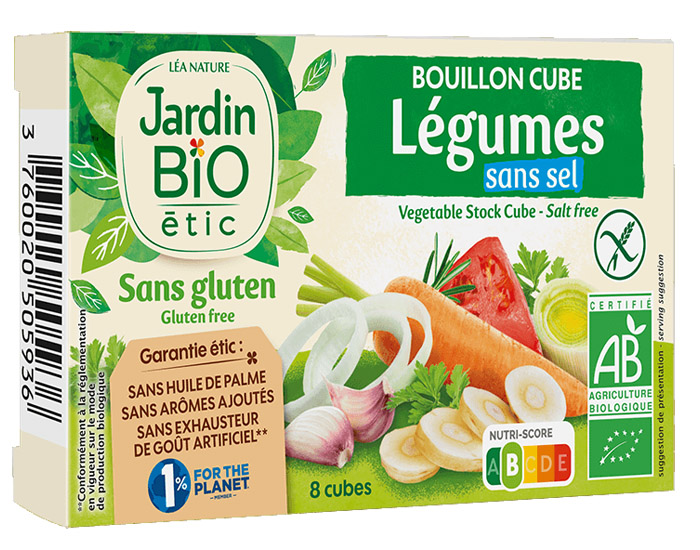 JARDIN BIO Bouillon-Cube Lgumes Sans Sel Sans Gluten 8x9g