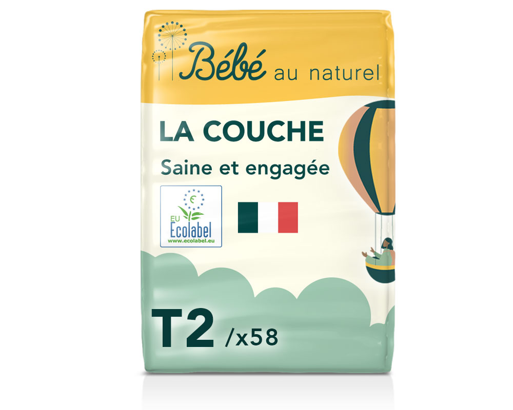 BEBE AU NATUREL La Couche Ecologique - Pack Economique Taille 2 / 3-6 kg