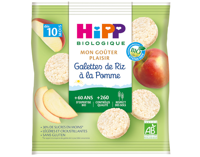 HIPP Galettes de Riz - 30g - Ds 8 ou 10 Mois Pomme