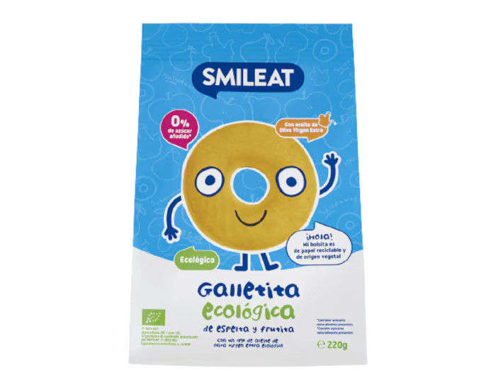 SMILEAT BABY Biscuits Epeautre Pomme - 220 g - Ds 10 mois