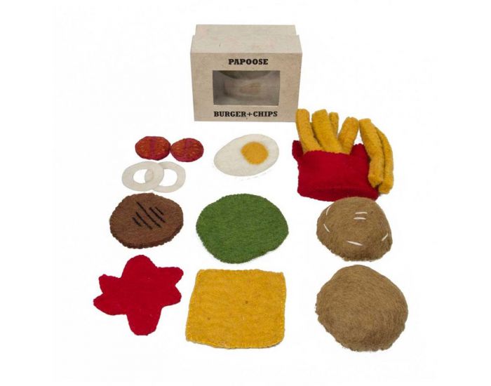 PAPOOSE TOYS Set Repas en Laine Feutre - Hamburger Frites - Ds 3 ans (8)