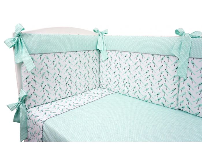 SEVIRA KIDS Parure de lit bb avec tour de lit design rversible - Alouette Vert menthe Vert menthe (15)