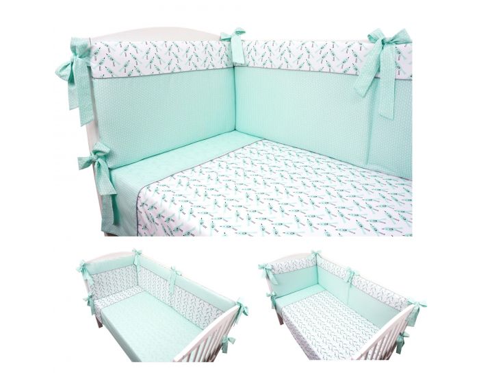 SEVIRA KIDS Parure de lit bb avec tour de lit design rversible - Alouette Vert menthe Vert menthe (9)