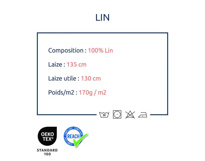 CRAFT LOOM Coupon de Tissu - en 100% Lin Lav - Tailles Sur-mesure - Pche (2)