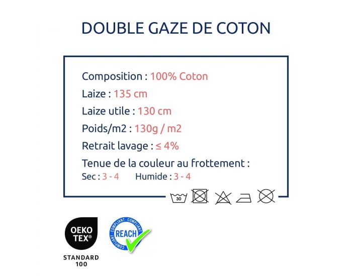 CRAFT LOOM Coupon de Tissu en Double Gaze de Coton - Tailles Sur-mesure - Bleu (2)