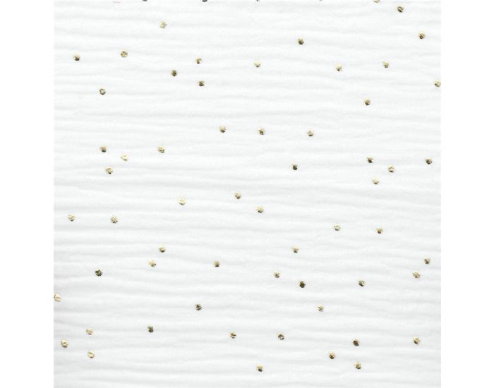 CRAFT LOOM Coupon de Tissu - Double Gaze de Coton - Tailles Sur-mesure - Blanc  Pois Or Glitter  (1)