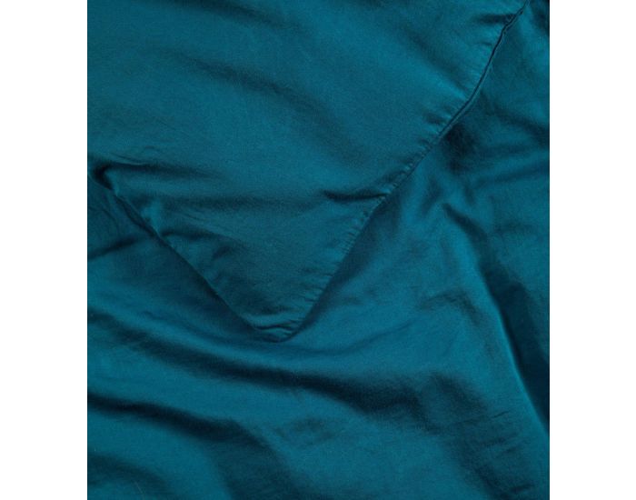 KADOLIS Housse de Couette Adulte - Unie - en Coton Bio - 80 Fils - Bleu Nuit 260 x 240 cm (1)