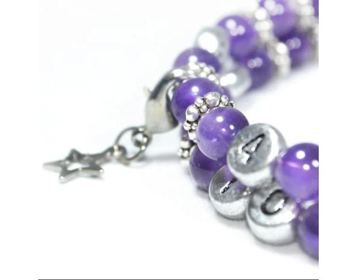 IRREVERSIBLE Bracelet d'Allaitement et Biberonnage en Perles Naturelles - Amthyste Violet (2)