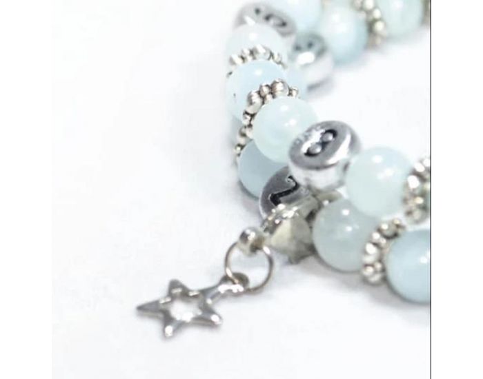 IRRVERSIBLE Bracelet d'Allaitement et Biberonnage en Perles Naturelles - Aquamarine Bleu (1)