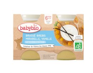 BABYBIO Petits Pots Brasss Lacts - 2 x 130 g - Ds 6 mois Brebis Mirabelle Vanille