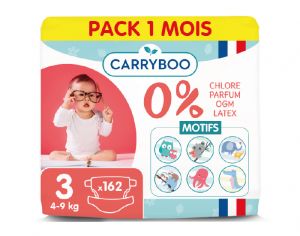 CARRYBOO Couches cologiques Non Irritantes - Lot x3 T3 / 4-9kg /162 couches