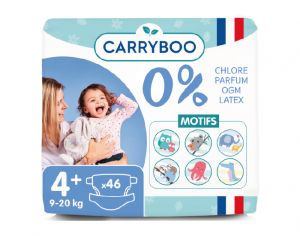 CARRYBOO Couches cologiques Non Irritantes T4+ / 9-20 kg / 46 couches