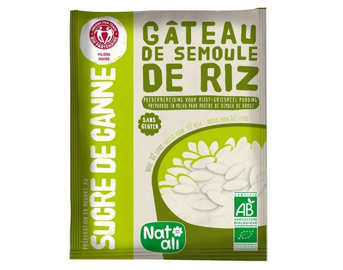 NAT-ALI Gteau de Semoule de Riz au Sucre de Canne - Sans Gluten - 70 g