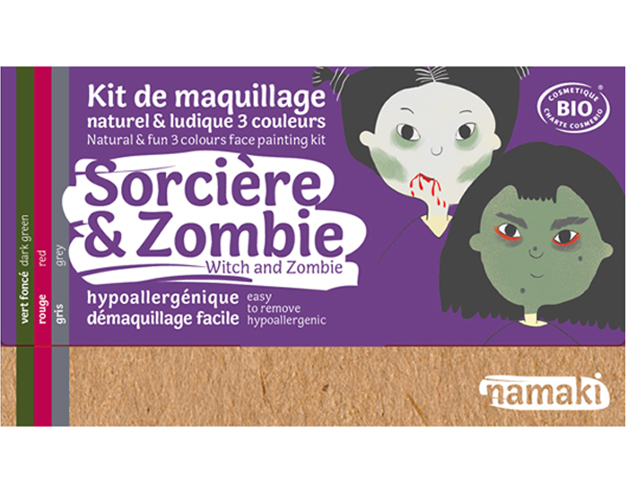 NAMAKI Kit de Maquillage 3 Couleurs - Sorcire et Zombie