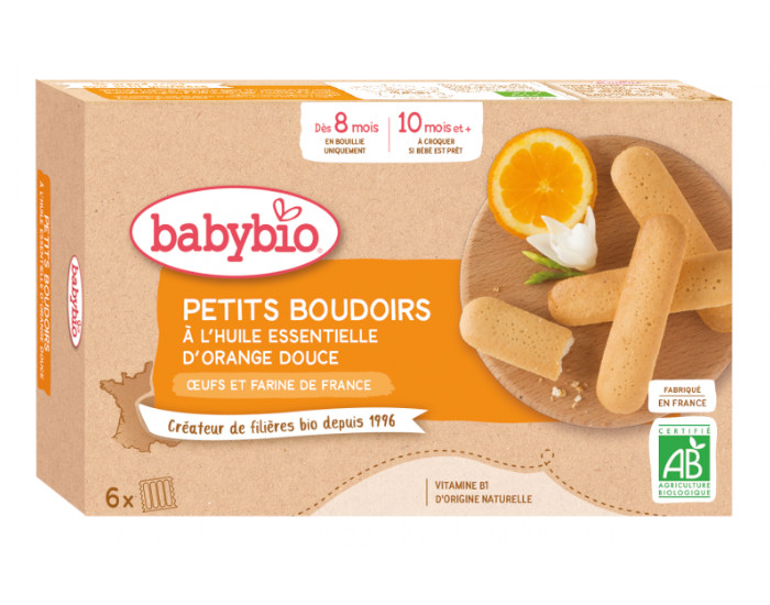 BABYBIO Boudoirs  l'Huile Essentielle d'Orange Douce - Nouvelle Recette - Ds 10 mois