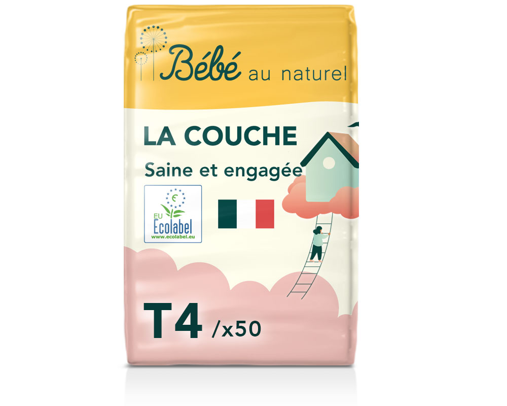 BEBE AU NATUREL La Couche Ecologique - Pack Economique Taille 4 / 7-18 kg