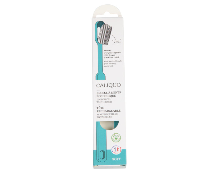 CALIQUO Brosses  Dents Souple Rechargeable en Bioplastique Bleu Lagon