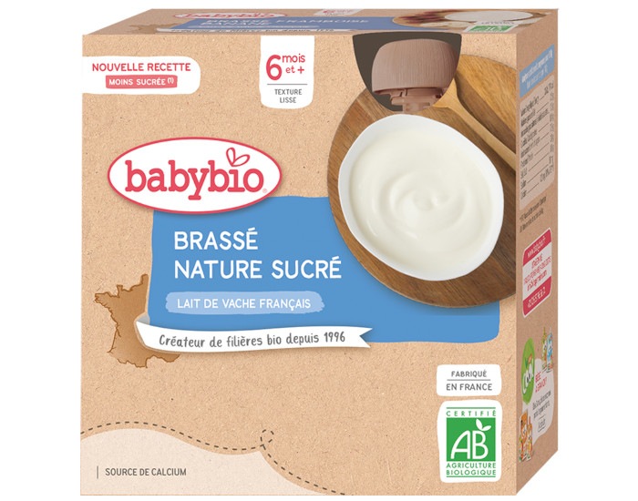 BABYBIO Gourde Lact Brass - Ds 6 Mois - 4 x 85g Nature
