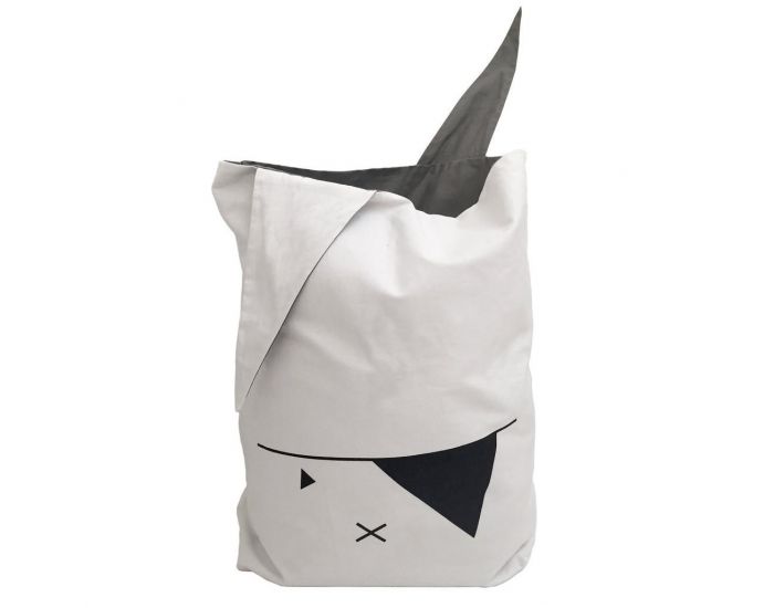 FABELAB Grand sac de rangement en coton bio Lapin Pirate - Blanc