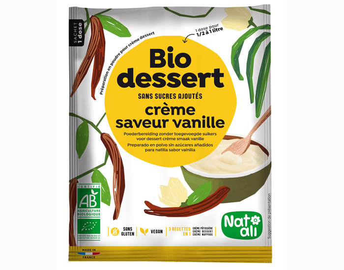 NAT-ALI Biodessert Crme Saveur Vanille - 35g