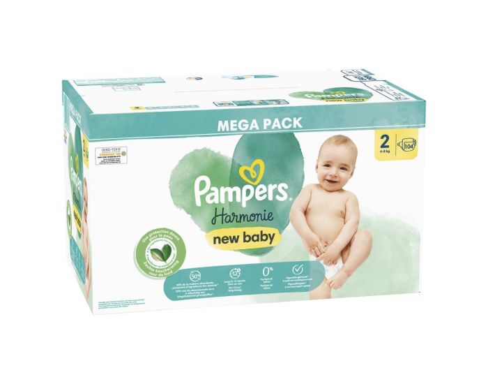 PAMPERS 104 Couches Harmonie - Taille 2 - 4  8kg  (2)