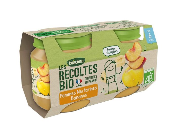 BLEDINA Les Rcoltes Bio - 12x(2x130g) - Poire, Nectarine, Banane - Ds 6 mois (1)