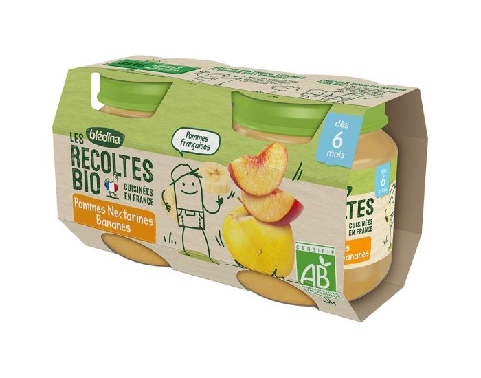 BLEDINA Les Rcoltes Bio - 12x(2x130g) - Poire, Nectarine, Banane - Ds 6 mois (3)