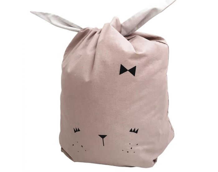 FABELAB Grand sac de rangement en coton bio Cute Bunny - Rose (1)