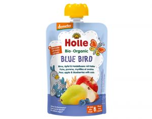 HOLLE Gourde Blue Bird Poire Pomme Myrtille Avoine - 100 g - Ds 6 mois