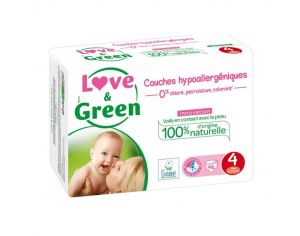 LOVE & GREEN Couches Hypoallergniques - Taille 4 (7  14Kg) Paquet de 46 couches