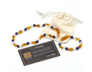 123AMBRE Pack Collier d'Ambre + Bracelet d'Ambre - Lapis Lazuli et Agate