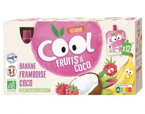 VITABIO Pack Famille Cool Fruits Banane Framboise Lait de Coco - 12x85g