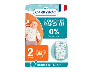 CARRYBOO Couches cologiques Non Irritantes T2/ 3-6 kg / 50 couches