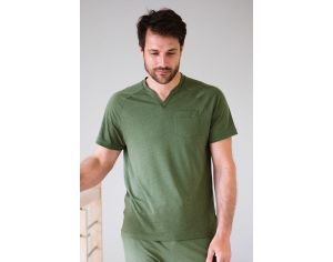 KADOLIS Haut de Pyjama -  Homme - en Coton Bio et TENCEL  - Sonora - Kaki S