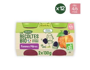 BLEDINA Les Recoltes Bio - 12x(2x130g) - Pommes Mres - Ds 6 mois